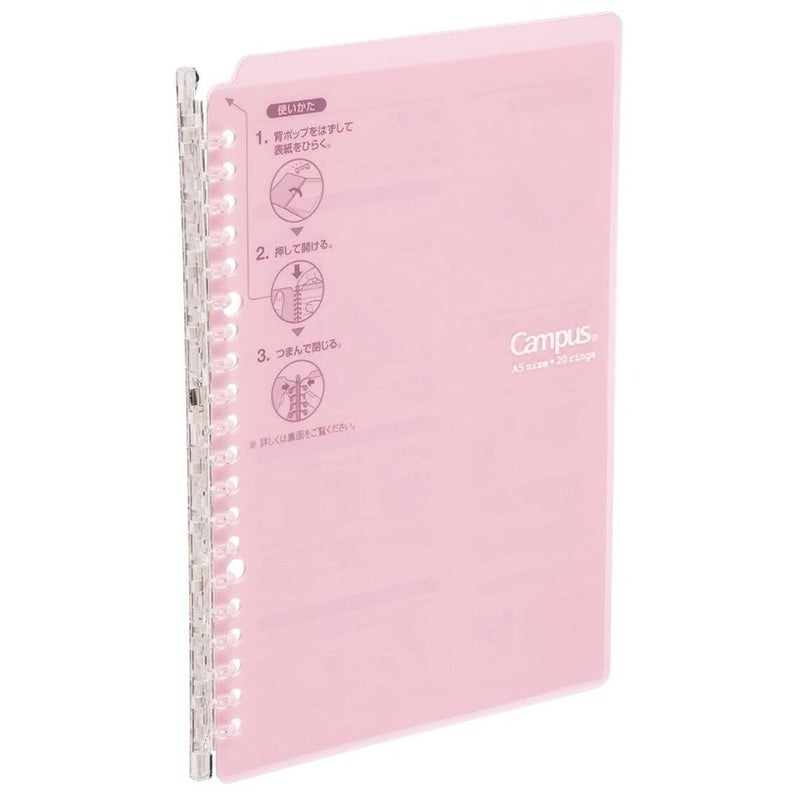 Kokuyo Campus Smart Ring Binder, B5 Light Pink Refillable Binder Notebook 26 Holes with 10 Extra Loose-Leaf Paper, Up to 25 Filler Papers for Work & Study, Japan Import (RU-SP700LP) - Image 1